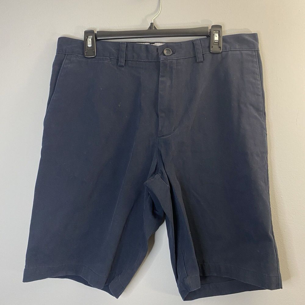 Banana Republic Chino Shorts Men's 34 Navy Blue 100% Cotton Flat Front Casual